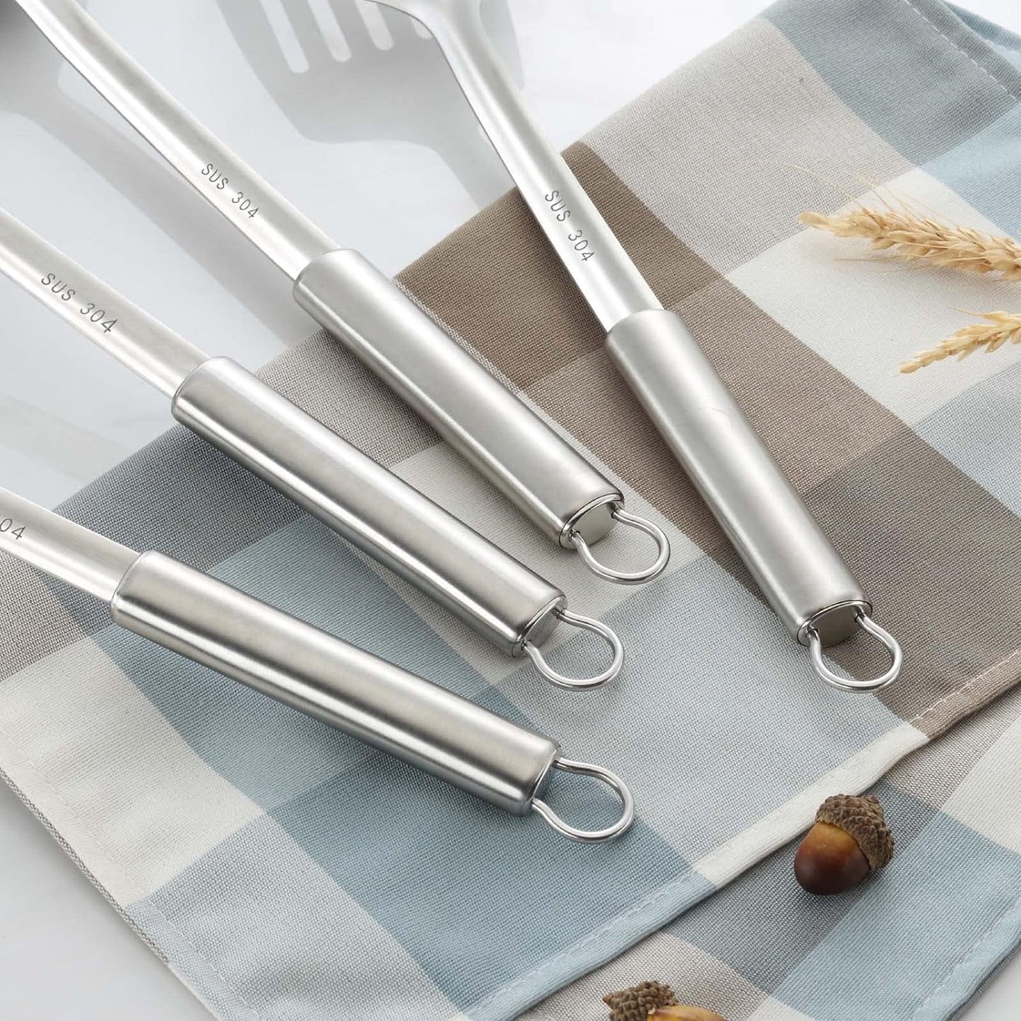 4PCS Stainless Steel Cooking Utensil Set – Wok Tools with Heat-Resistant Handles