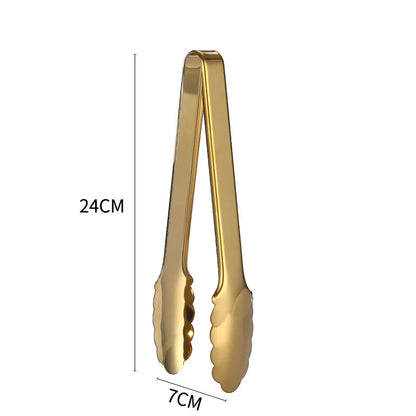 Gold Stainless Steel Food Tongs – Elegant Grill & Kitchen Clamp | Durable, Easy-Use, Multipurpose