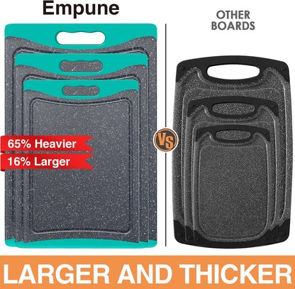 3PCS Extra Large Cutting Board Set – Non-Slip Plastic with Juice Grooves & Handles