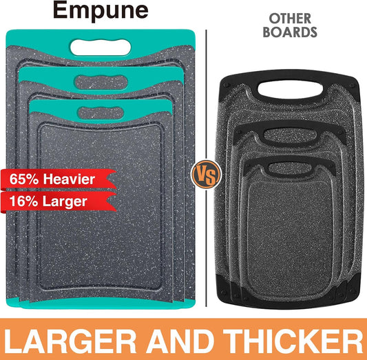3PCS Extra Large Cutting Board Set – Non-Slip Plastic with Juice Grooves & Handles