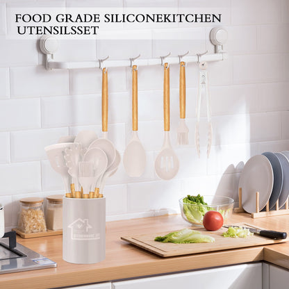 33-Piece Silicone & Wood Utensil Set – Non-Stick, Heat-Resistant & Complete