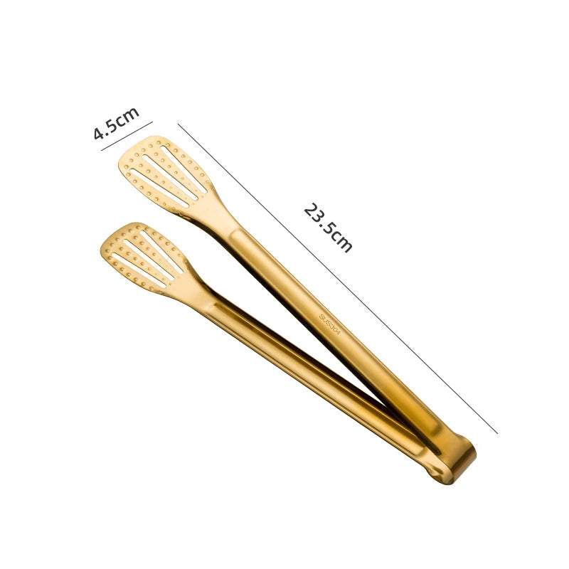 Gold Stainless Steel Food Tongs – Elegant Grill & Kitchen Clamp | Durable, Easy-Use, Multipurpose