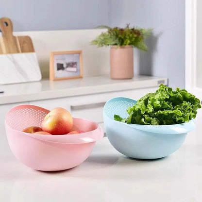 2-in-1 Rice Strainer & Washing Bowl – BPA-Free Colander for Grains, Fruits & Veggies