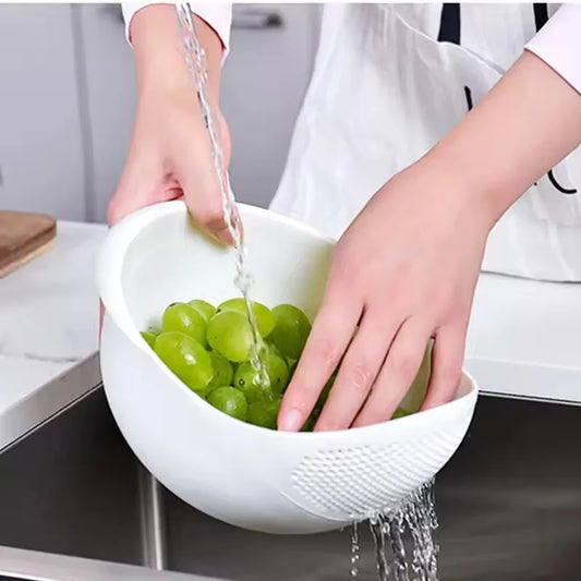 2-in-1 Rice Strainer & Washing Bowl – BPA-Free Colander for Grains, Fruits & Veggies