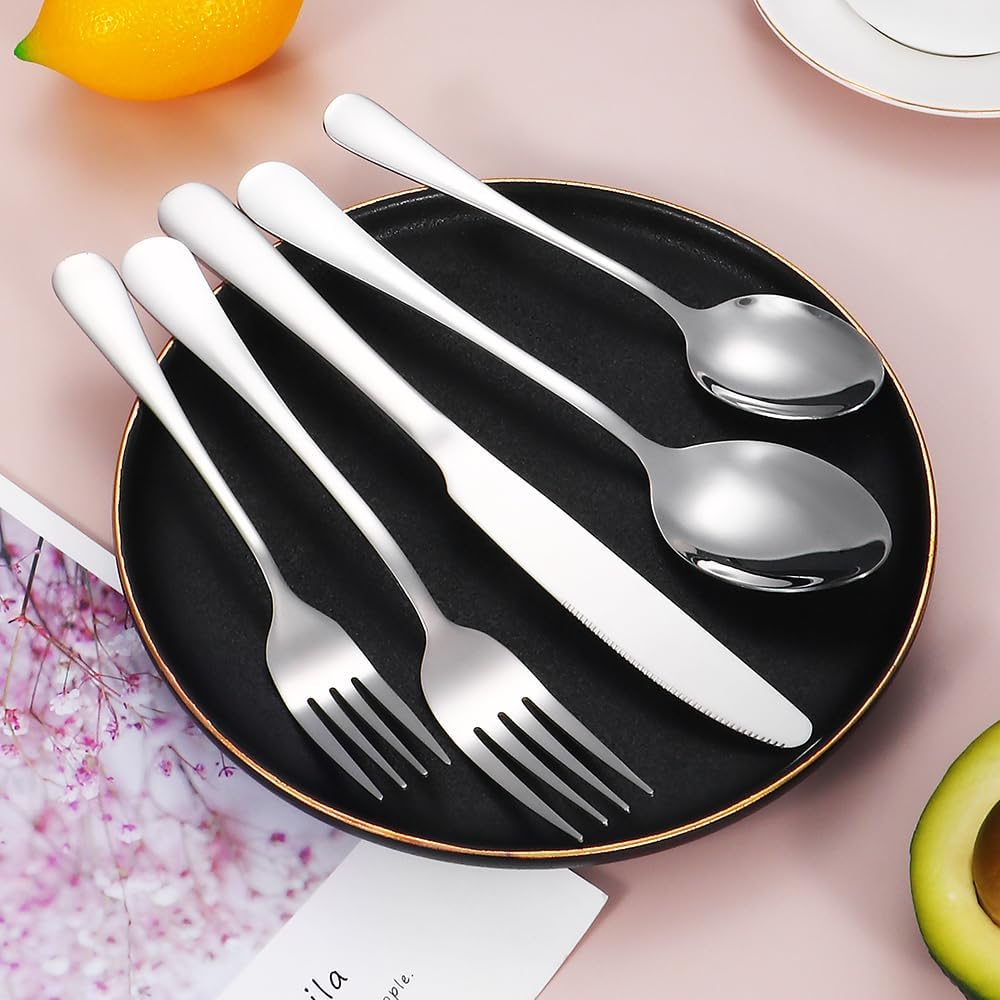 50PCS Stainless Steel Silverware Set – Flatware for 10 with Forks, Knives & Spoons