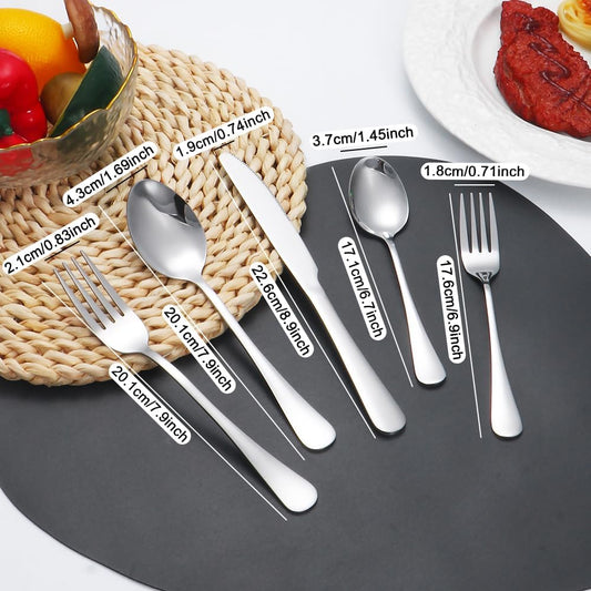 50PCS Stainless Steel Silverware Set – Flatware for 10 with Forks, Knives & Spoons