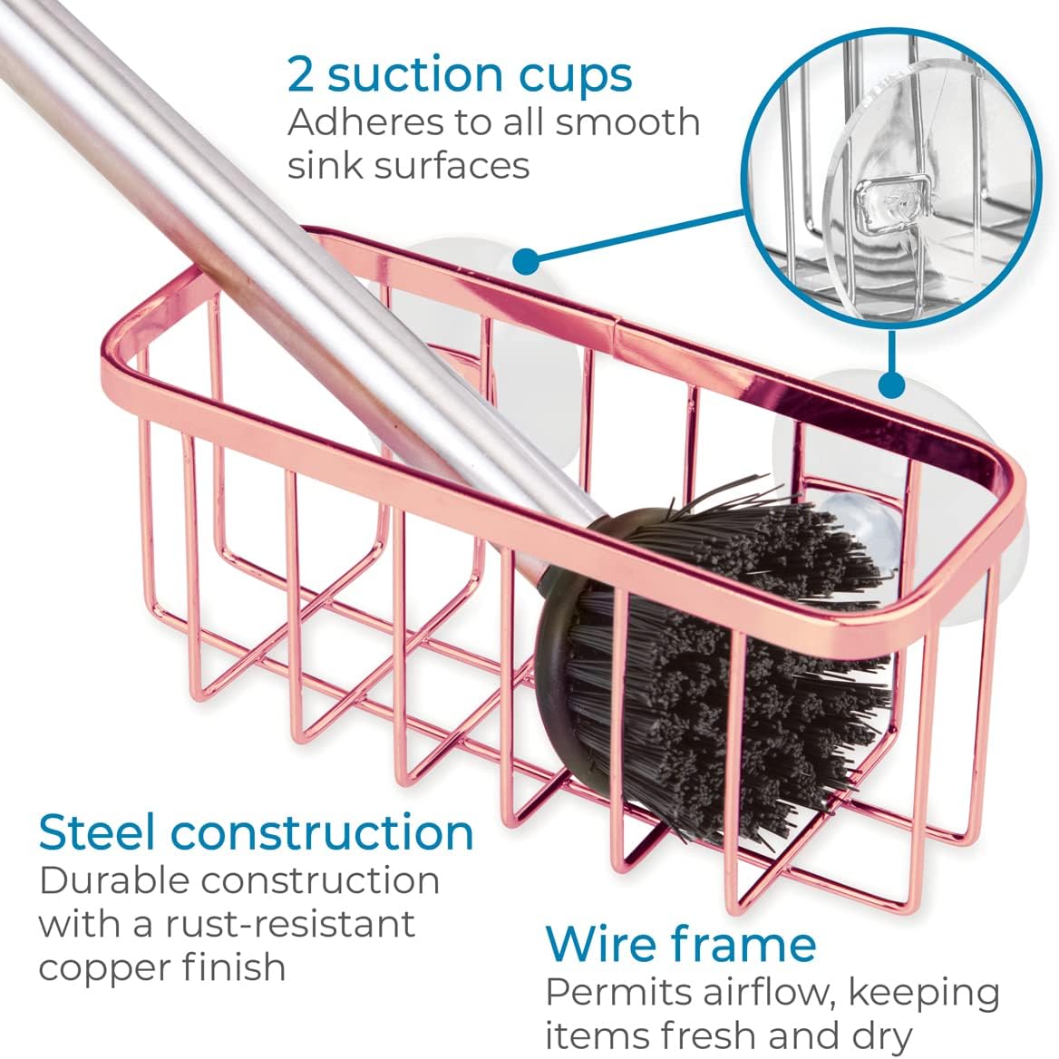 [iDesign] Stainless Steel Sink Organizer – Add to Cart Buy Now Sponge Holder | Rust-Resistant, Suction Mount, Quick-Dry Design