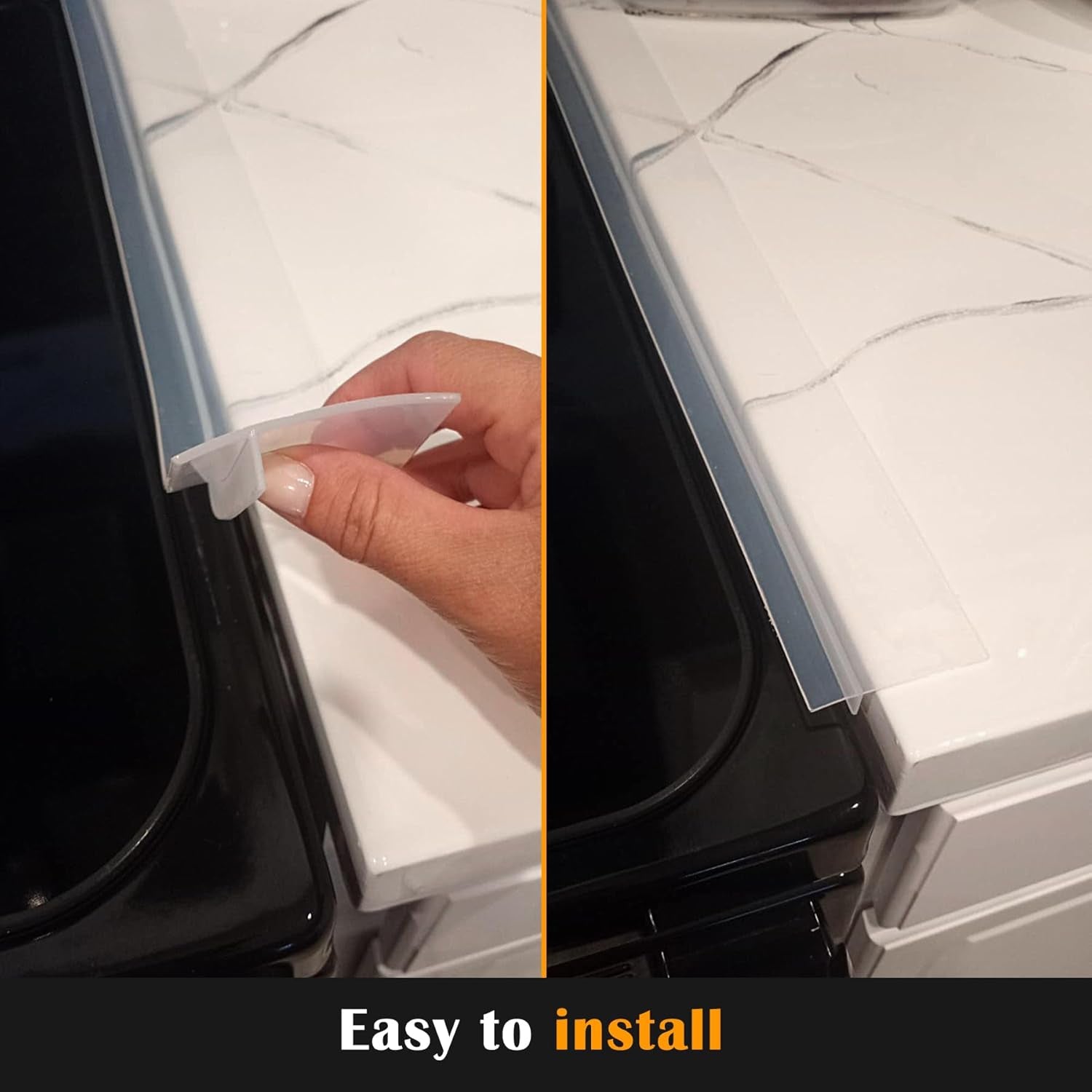 [KindGa] Clear Silicone Gap Covers – Add to Cart Buy Now Kitchen Seal Strips | Heat-Resistant, Easy to Cut, Spill-Proof Filler (Set of 2, 21”)