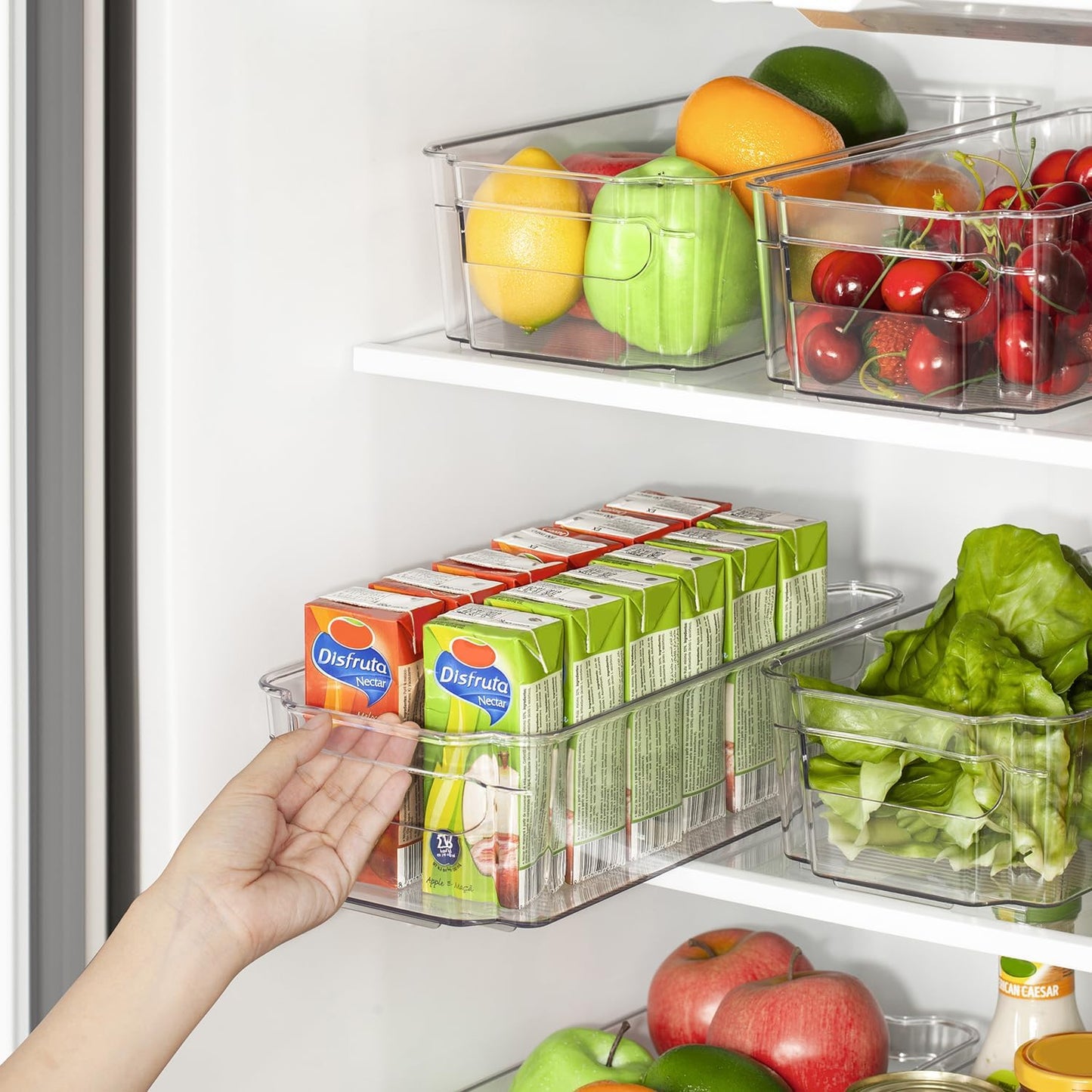 8PCS Clear Fridge Organizer Bins – BPA-Free Storage with Handles