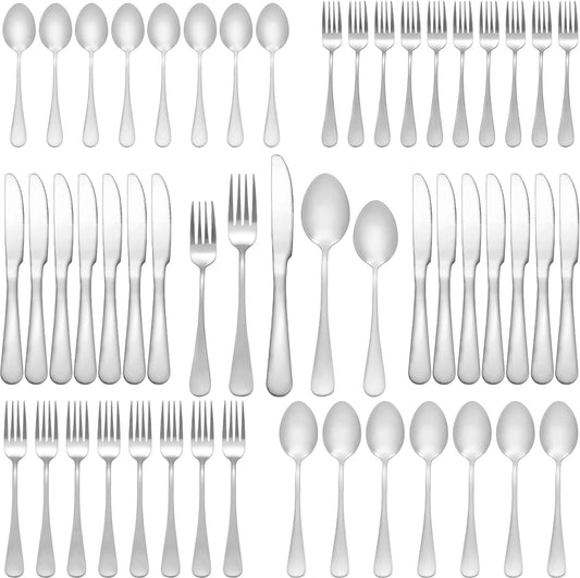 50PCS Stainless Steel Silverware Set – Flatware for 10 with Forks, Knives & Spoons