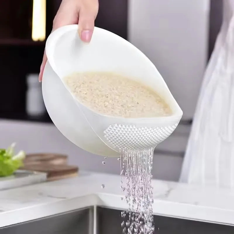 2-in-1 Rice Strainer & Washing Bowl – BPA-Free Colander for Grains, Fruits & Veggies