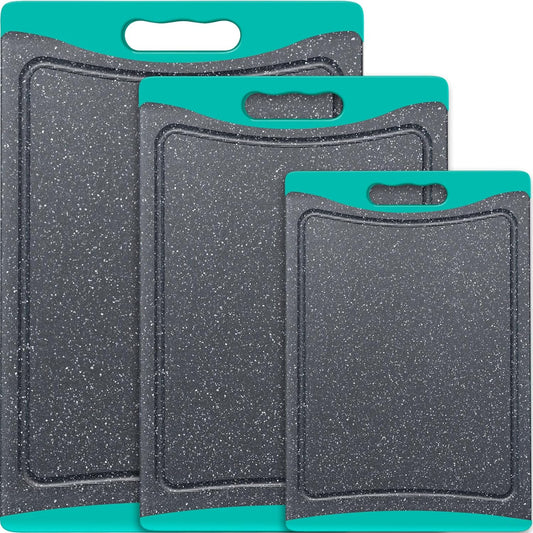 3PCS Extra Large Cutting Board Set – Non-Slip Plastic with Juice Grooves & Handles