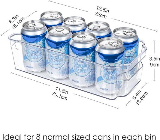 8PCS Clear Fridge Organizer Bins – BPA-Free Storage with Handles
