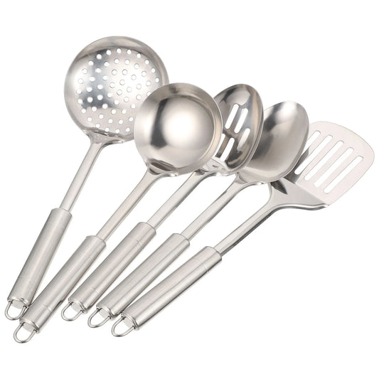 5PCS Stainless Steel Utensil Set – Heat-Resistant & Hanging Kitchen Tools