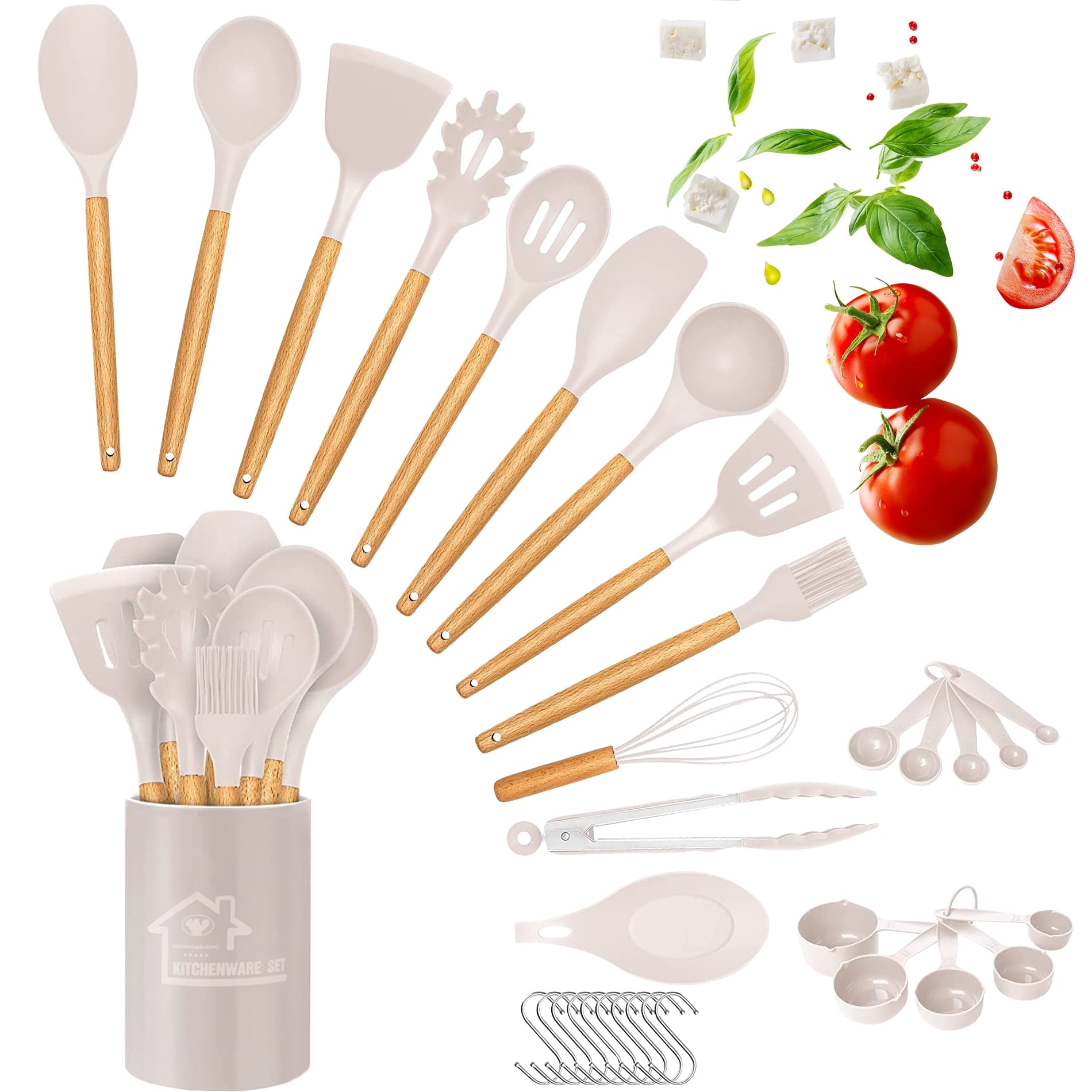 33-Piece Silicone & Wood Utensil Set – Non-Stick, Heat-Resistant & Complete