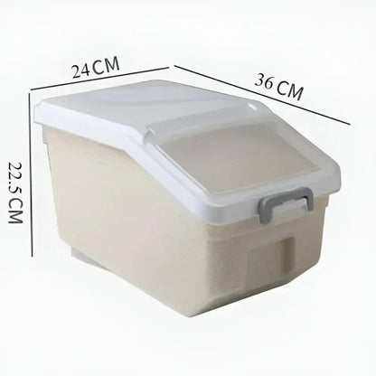10KG Rice & Cereal Storage Container – Moisture-Proof Bin with Lid and Rollers
