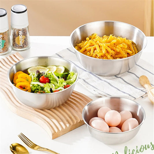 Stainless Steel Salad & Noodle Bowl – Gold & Silver Finish | Elegant Food Container