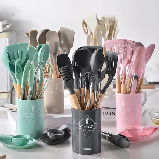 12PCS Silicone Kitchen Utensils Set – Non-Stick, Heat-Resistant, All-in-One Cooking Tools