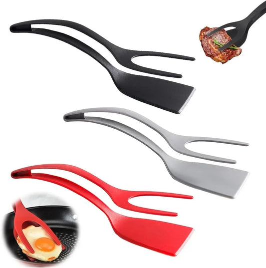 2-in-1 Grip & Flip Silicone Spatula Tongs – Non-Stick Egg and Fish Flipper Tool