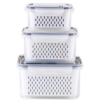 Fruit Storage Containers with Removable Colander – Airtight Fridge Produce Saver | BPA-Free, Space-Saving, Multi-Use