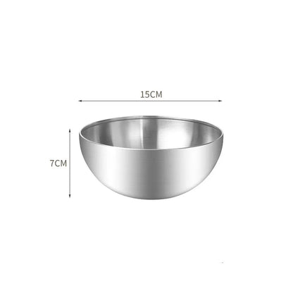 Korean Stainless Steel Multipurpose Bowl – Golden & Silver Round Salad/Noodle Basin (15cm–28cm)
