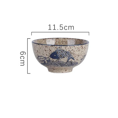  Japanese Retro Ceramic Rice Bowl – 4.5-Inch Household Tableware for Soup & Side Dishes