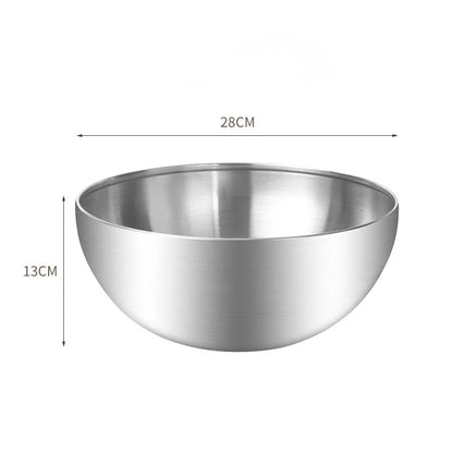 Korean Stainless Steel Multipurpose Bowl – Golden & Silver Round Salad/Noodle Basin (15cm–28cm)