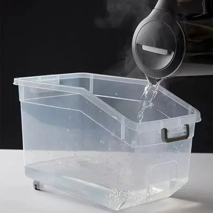 10KG Rice & Cereal Storage Container – Moisture-Proof Bin with Lid and Rollers