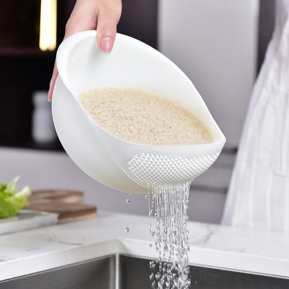 Multi-Purpose Rice & Vegetable Drainage Basket – Ergonomic Plastic Kitchen Sieve