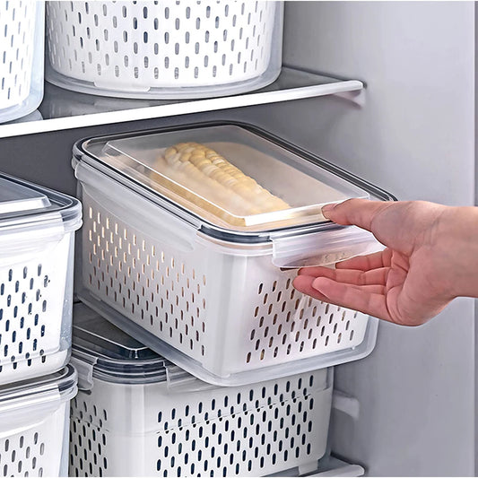 Fruit Storage Containers with Removable Colander – Airtight Fridge Produce Saver | BPA-Free, Space-Saving, Multi-Use