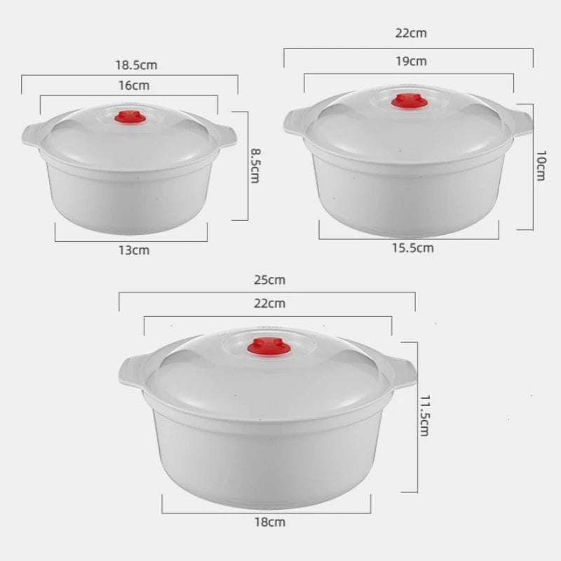 Microwave Heating Storage Bowl – Plastic Container with Lid for Noodles, Buns & Leftovers