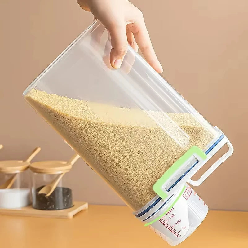 3Pcs Airtight Rice & Grain Storage Containers – 2KG Capacity with Measuring Cup & Lid