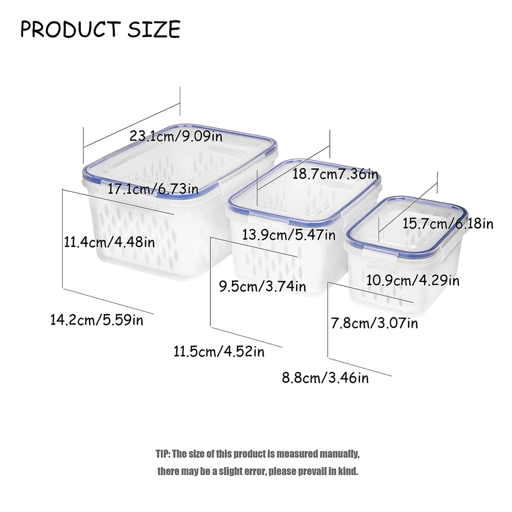Fruit Storage Containers with Removable Colander – Airtight Fridge Produce Saver | BPA-Free, Space-Saving, Multi-Use