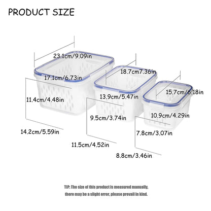 Fruit Storage Containers with Removable Colander – Airtight Fridge Produce Saver | BPA-Free, Space-Saving, Multi-Use