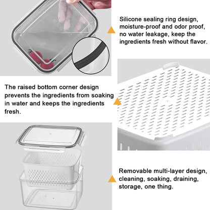 Fruit Storage Containers with Removable Colander – Airtight Fridge Produce Saver | BPA-Free, Space-Saving, Multi-Use
