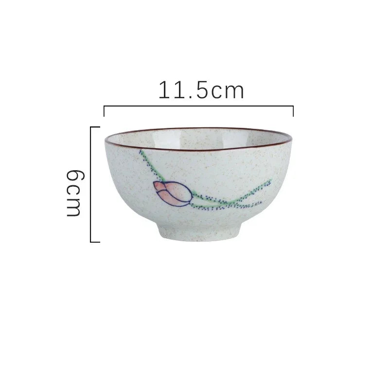  Japanese Retro Ceramic Rice Bowl – 4.5-Inch Household Tableware for Soup & Side Dishes