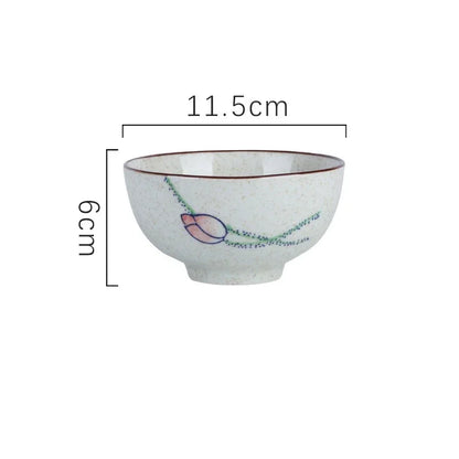  Japanese Retro Ceramic Rice Bowl – 4.5-Inch Household Tableware for Soup & Side Dishes