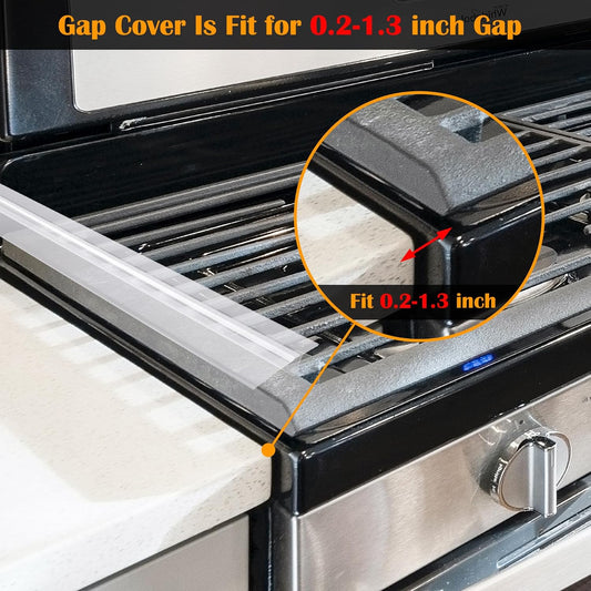 [KindGa] Clear Silicone Gap Covers – Add to Cart Buy Now Kitchen Seal Strips | Heat-Resistant, Easy to Cut, Spill-Proof Filler (Set of 2, 21”)
