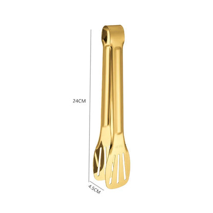 Gold Stainless Steel Food Tongs – Elegant Grill & Kitchen Clamp | Durable, Easy-Use, Multipurpose