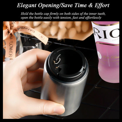 Magnetic Push-Down Bottle Opener – Stainless Steel, Reusable Cap Friendly