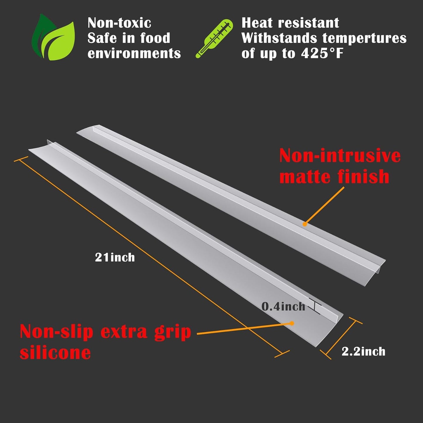 [KindGa] Clear Silicone Gap Covers – Add to Cart Buy Now Kitchen Seal Strips | Heat-Resistant, Easy to Cut, Spill-Proof Filler (Set of 2, 21”)